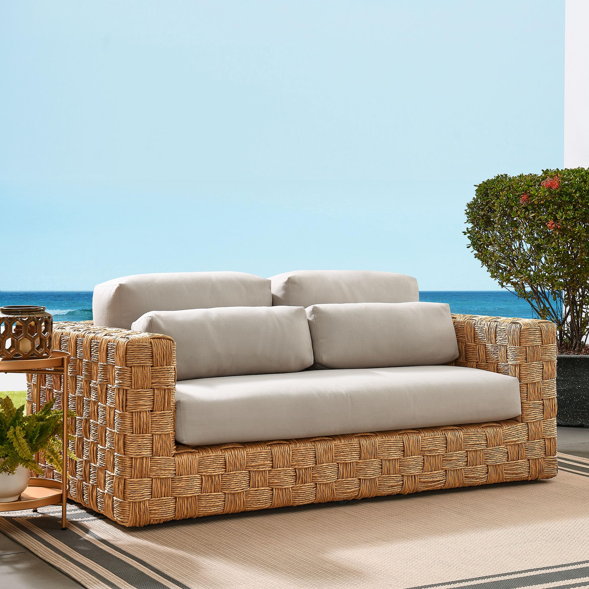 Amazon.com : Modway Thames Wicker Rattan Outdoor Loveseat in